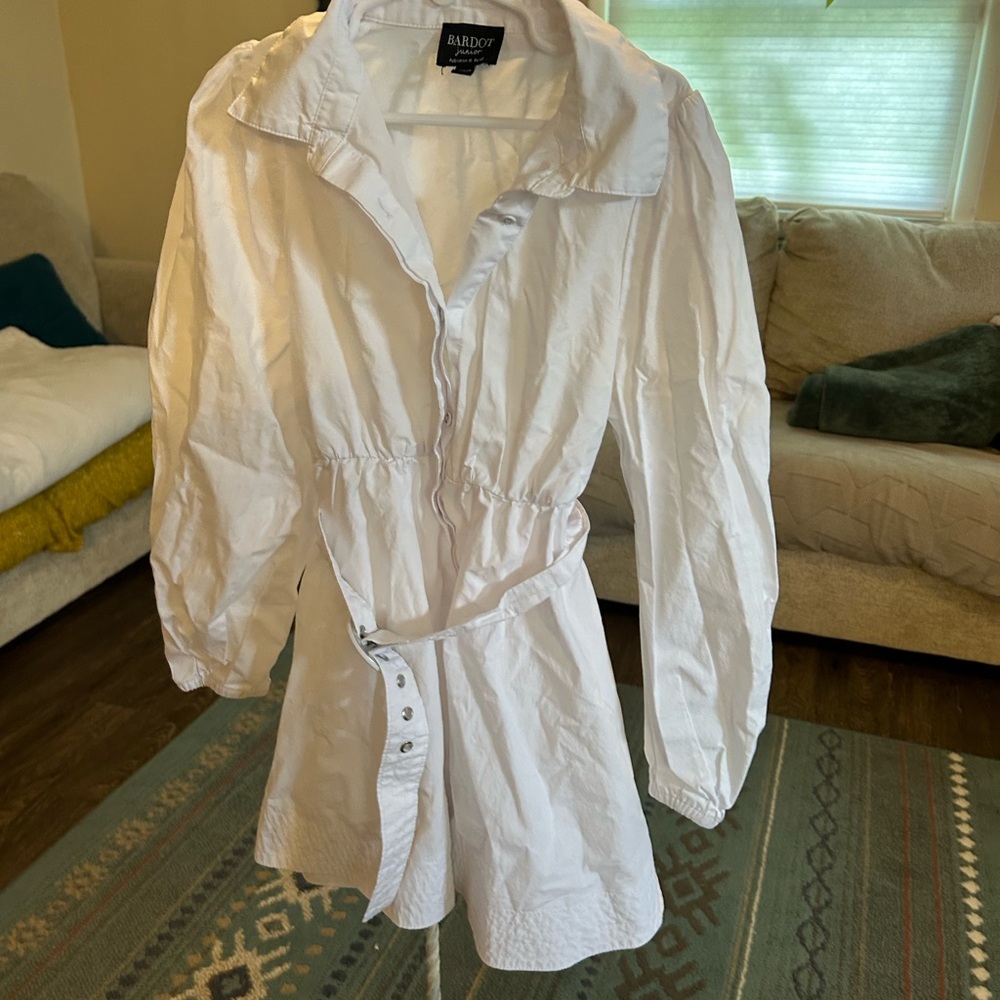 Bardot White dress button up with belt Shirtdress girls size 10